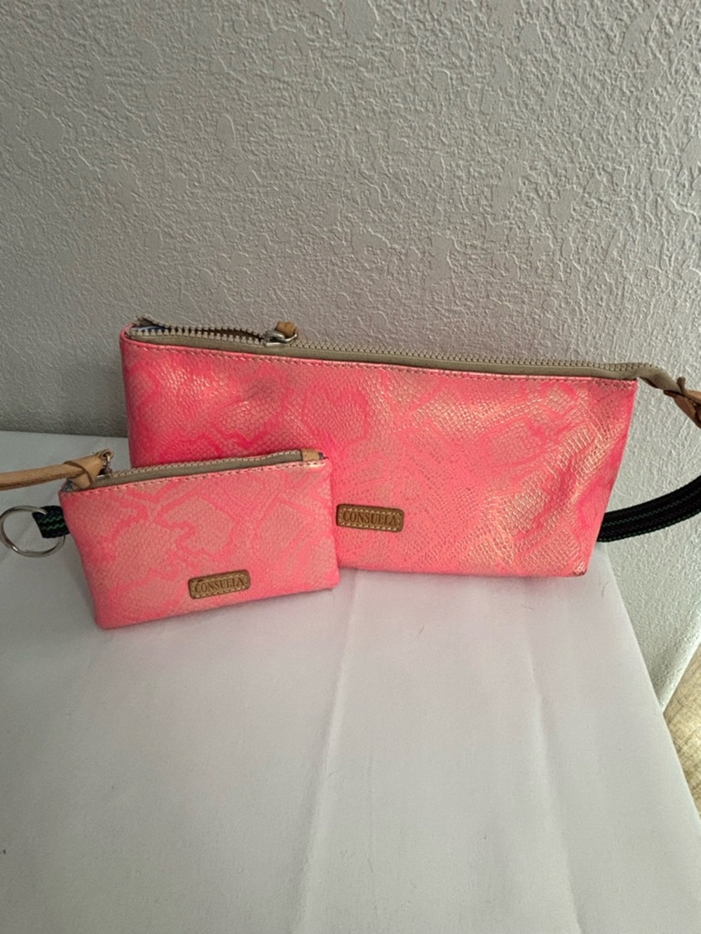 Consuela Coral Pink Tool Bag and Coin Pouch Set